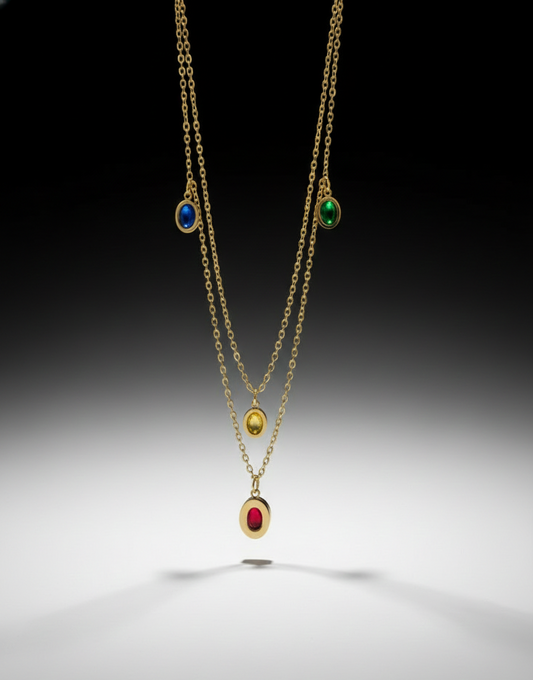 Prexela 'Celestial Gemstone' Layered Necklace – Stories of Color, Balance & Grace