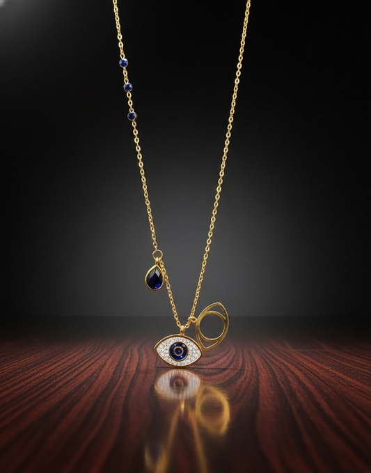 Prexela 'Evil Eye Charm' Necklace – A Symbol of Protection in Golden Grace