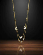 Butterfly Crystal Layered Necklace | Gold-Tone Finish