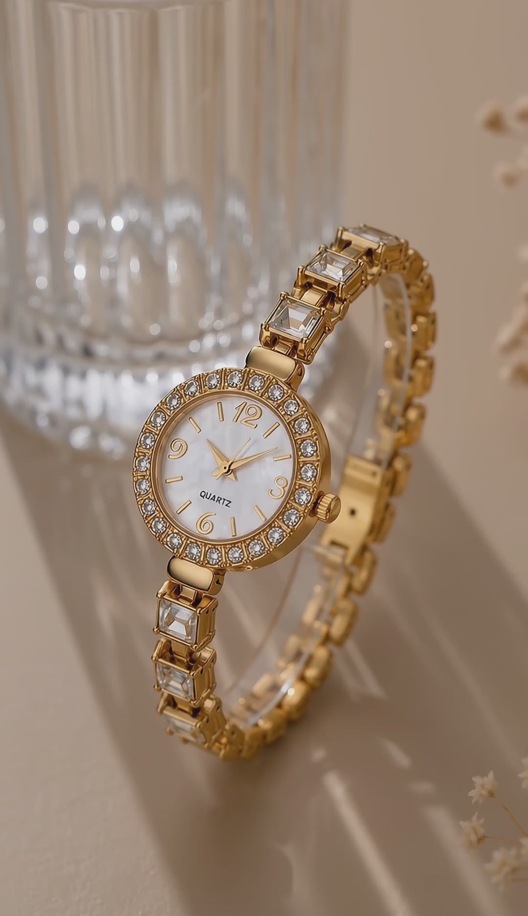Crystal Luxe Gold Watch