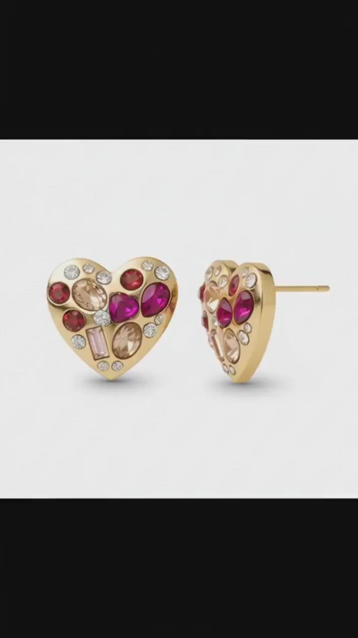 Heart of Fire Stud Earrings | Gold-Tone Passion Statement Jewellery