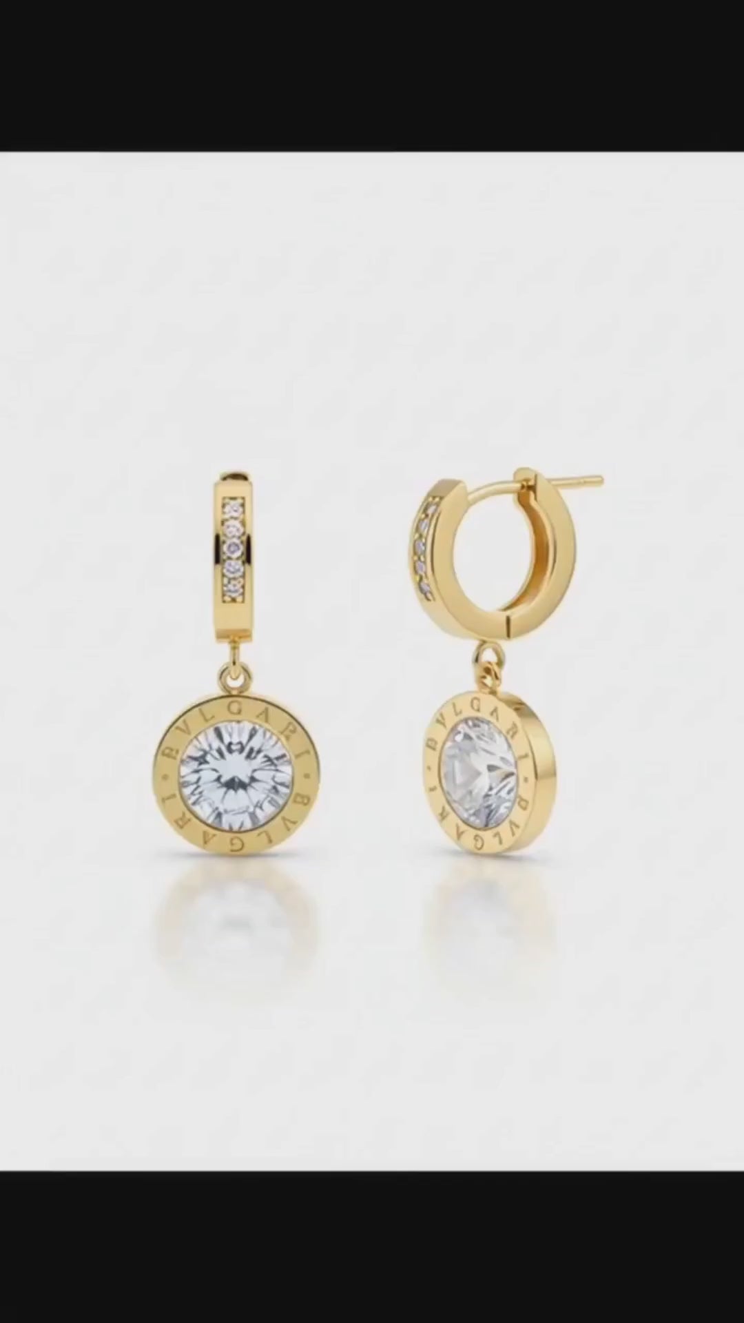 Prexela 'Round Crystal Drop' Huggie Earrings | 18k Gold-Tone Finish