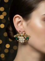 Queen Bee Pearl Earrings | Gold-Tone Statement Jewellery