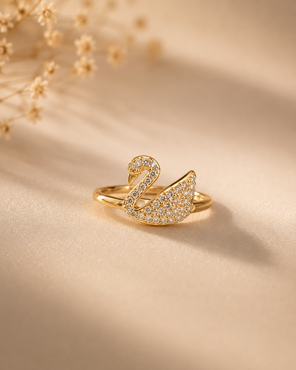 Crystal Swan Ring
