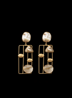 Prexela Ivory Geometry Gold-Plated Earrings | Modern Luxury Statement Jewellery for Women