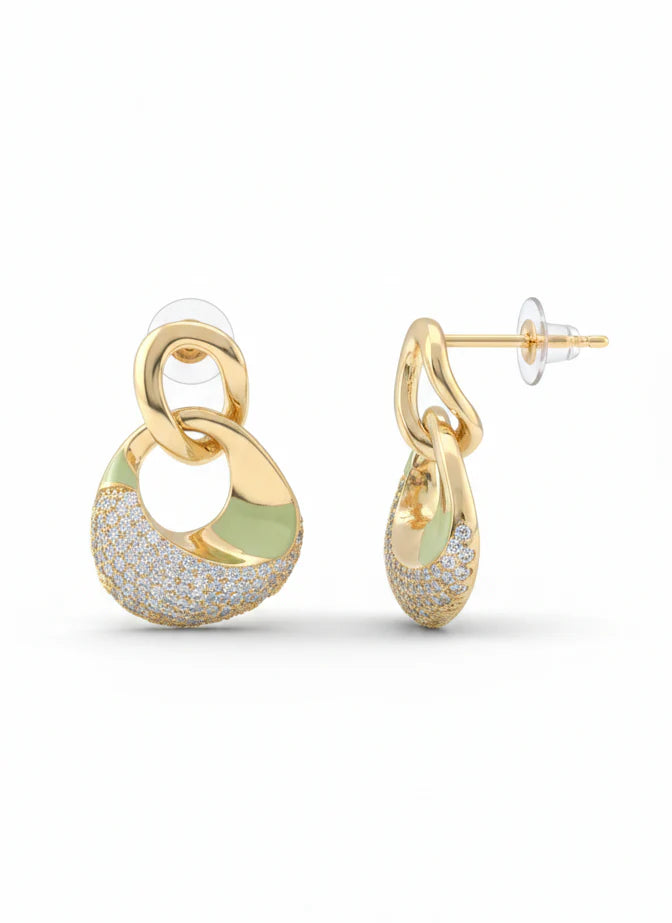 Infinite Glow Link Earrings | Gold-Tone Statement Jewellery