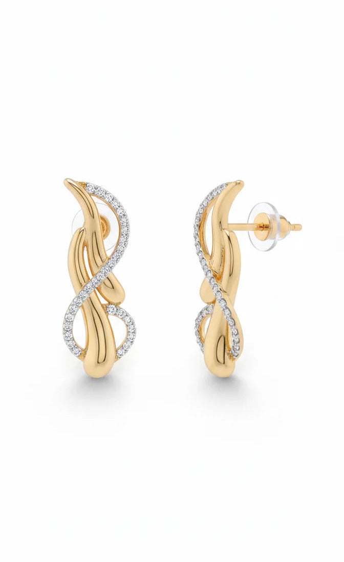 Eternal Flow Earrings | Sculpted Gold-Tone Statement Jewellery