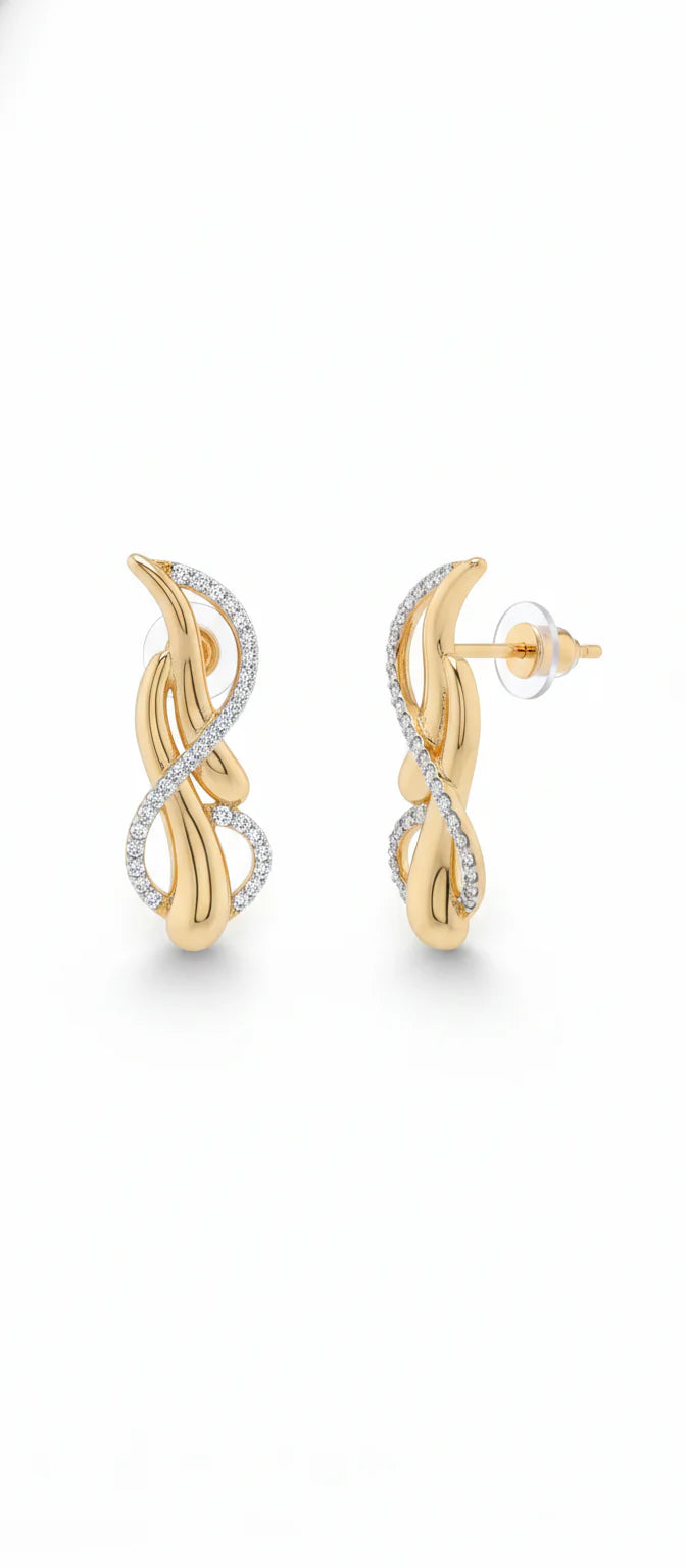 Eternal Flow Earrings | Sculpted Gold-Tone Statement Jewellery