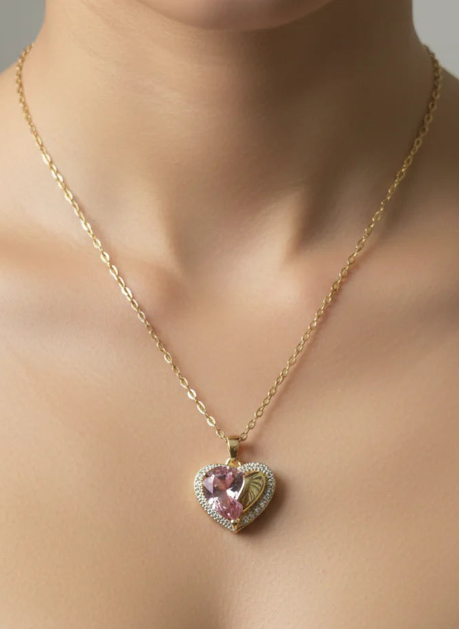 Heart of Passion Jewellery Set | Necklace & Earrings in Gold-Tone Finish