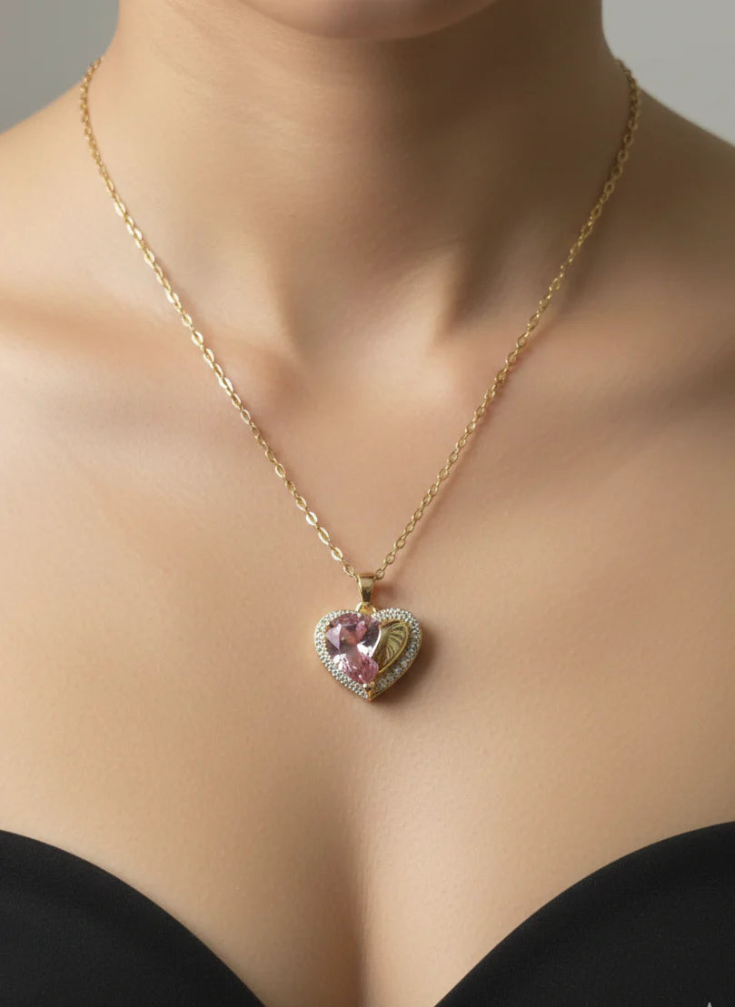 Heart of Passion Jewellery Set | Necklace & Earrings in Gold-Tone Finish