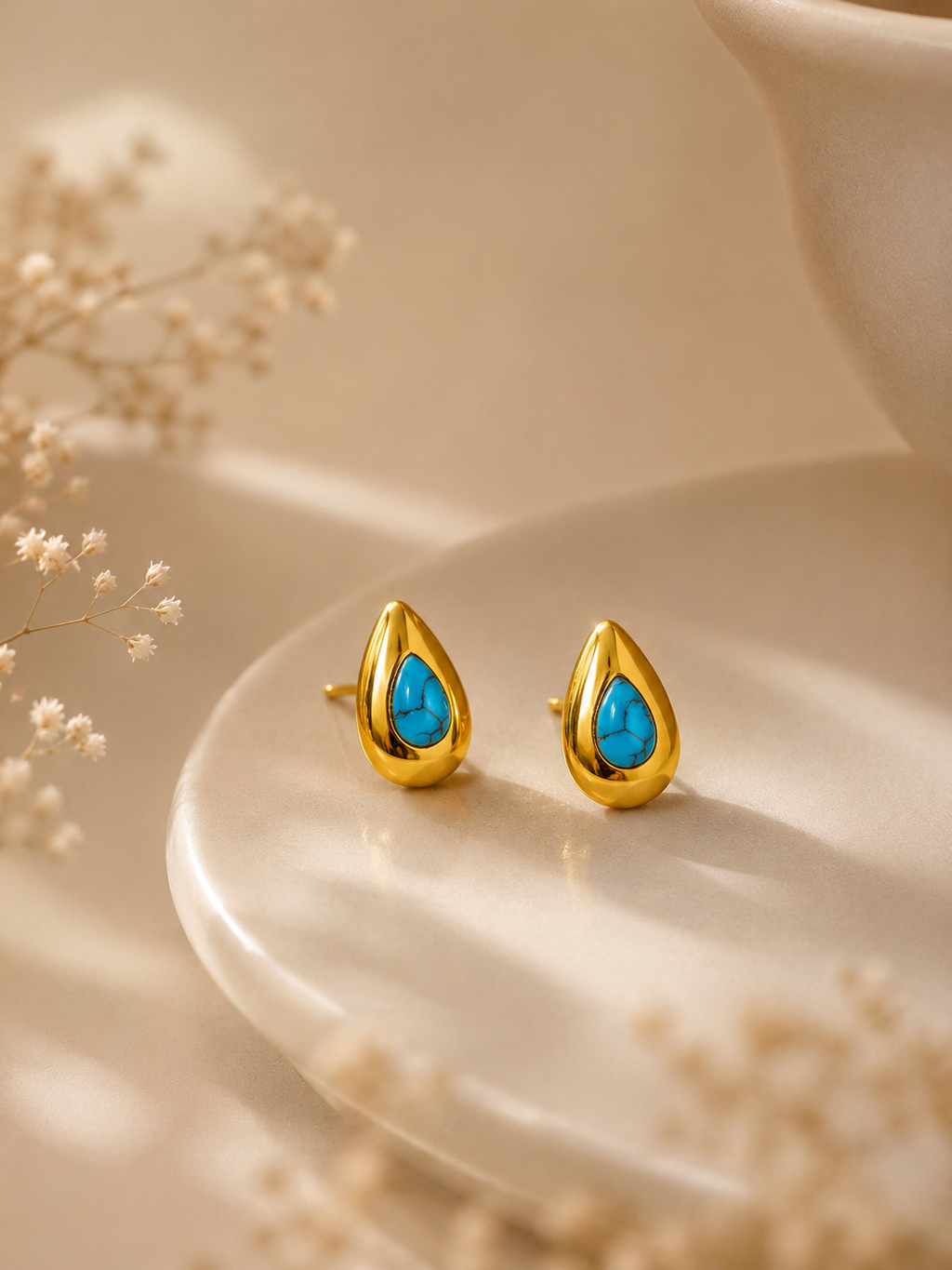 Turquoise Teardrop Stud Earrings