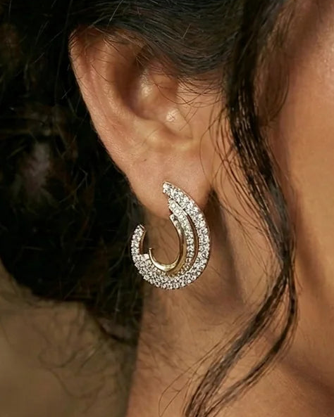 Golden Arc Statement Earrings | Where Movement Meets Modern Luxury