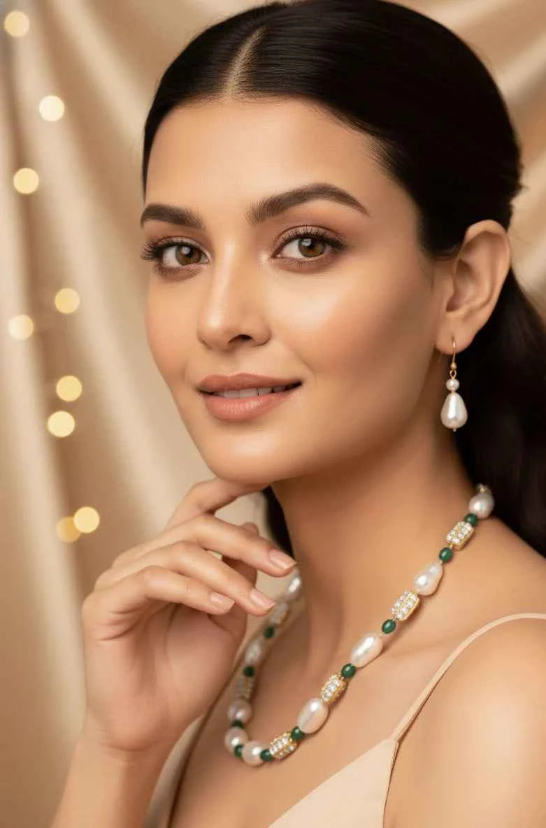 Royal Baroque Necklace Set | Luxury Gold-Plated Traditional Jewellery
