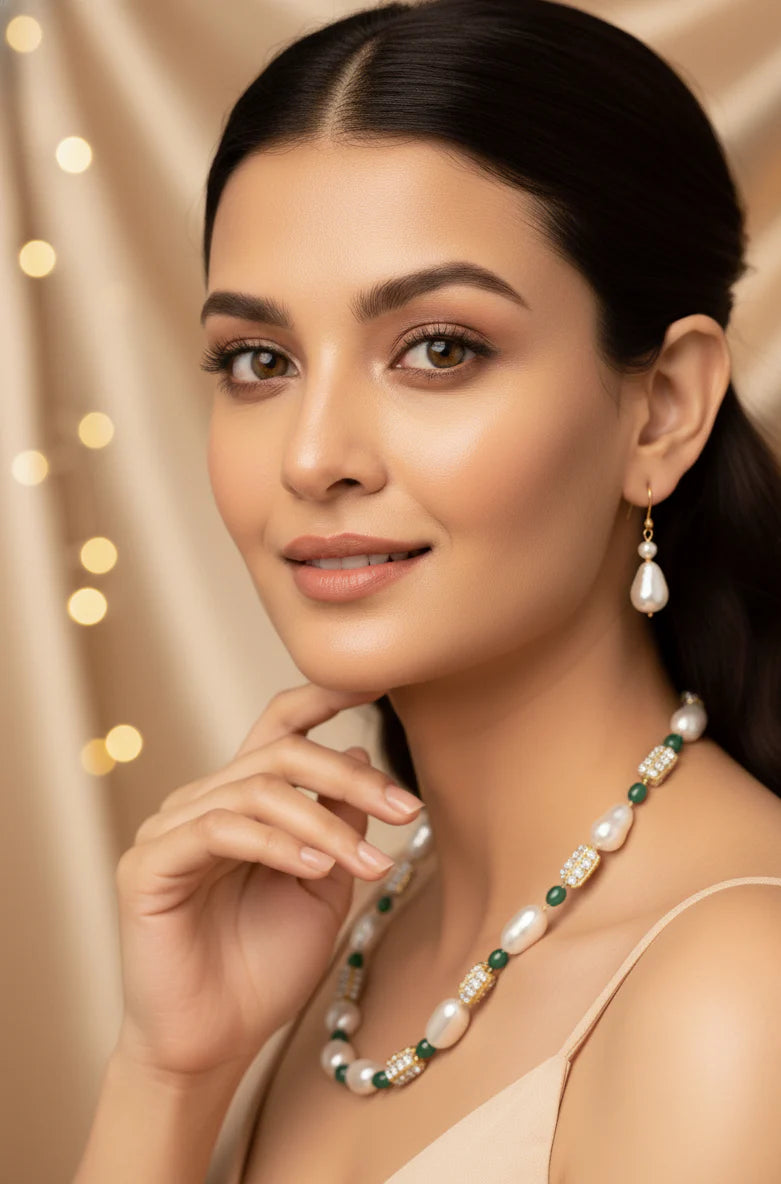 Royal Baroque Necklace Set | Luxury Gold-Plated Traditional Jewellery