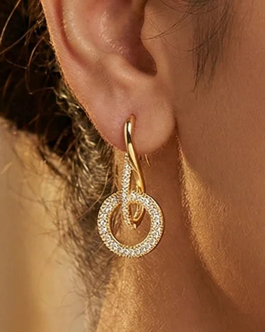 Interlinked Circle Crystal Earrings | Gold-Tone Finish