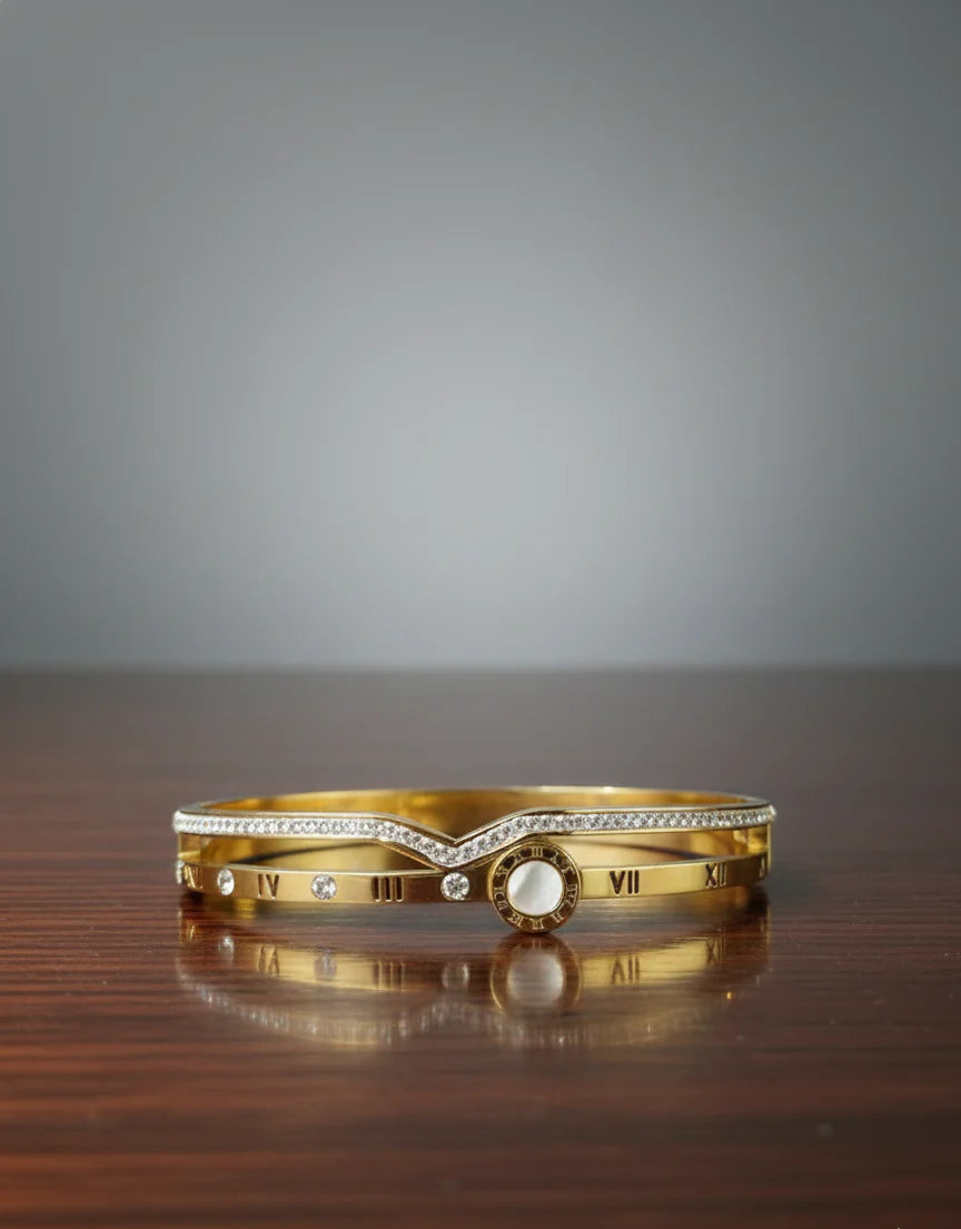 Roman Time Gold Cuff Bracelet | Where Moments Turn into Meaning