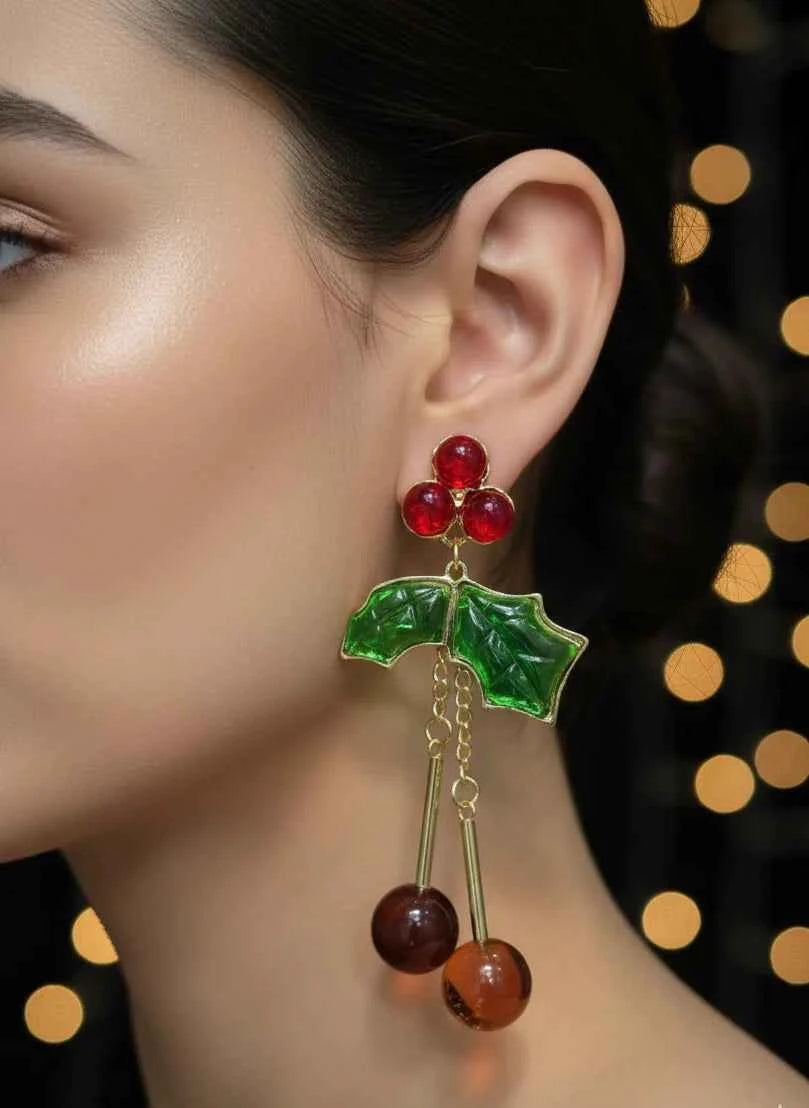 Cherry Dangle Earrings | Playful Gold-Plated Statement Piece
