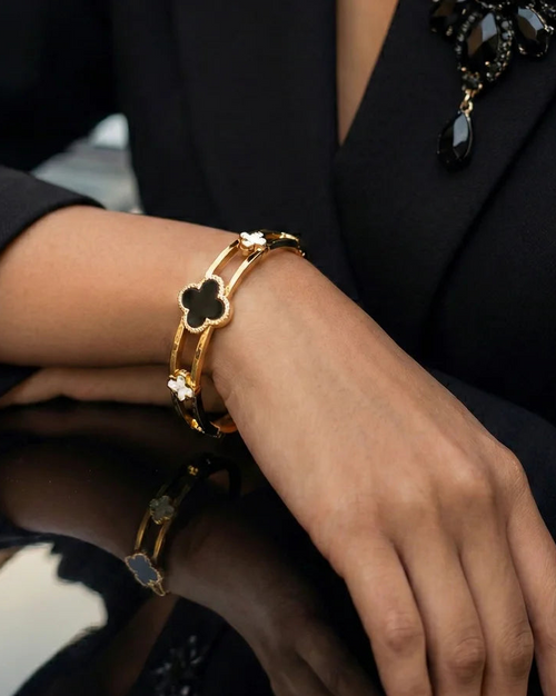Black Clover Open Cuff Bracelet | Gold-Tone Finish