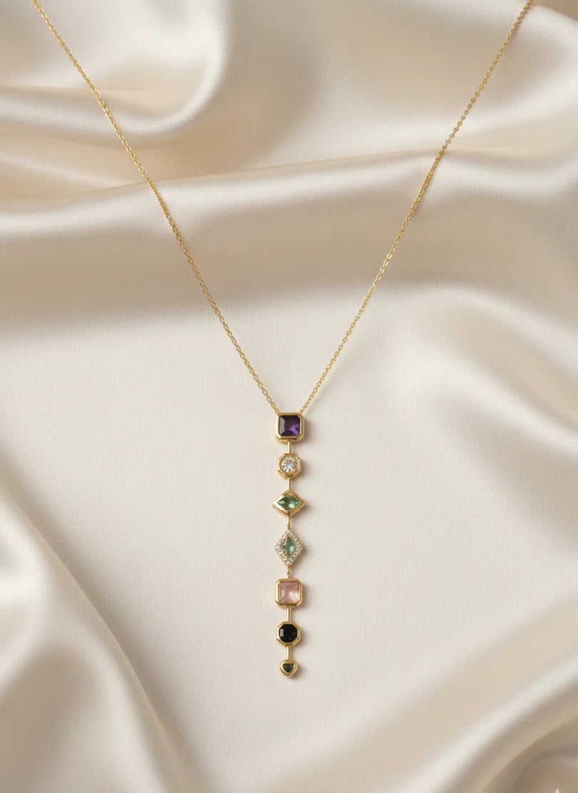 Gemstone Statement Necklace | Power Layered Gold-tone Jewellery