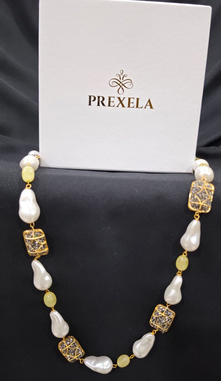 Noir Pearl Majesty Necklace Set | Luxury Baroque Pearl & Enamel Gold-Plated Jewellery