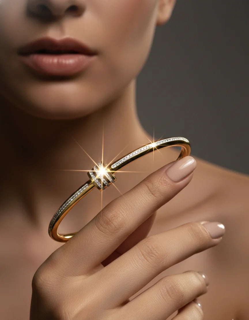 Sleek Crystal Detail Bracelet | 18k Gold-Tone Finish