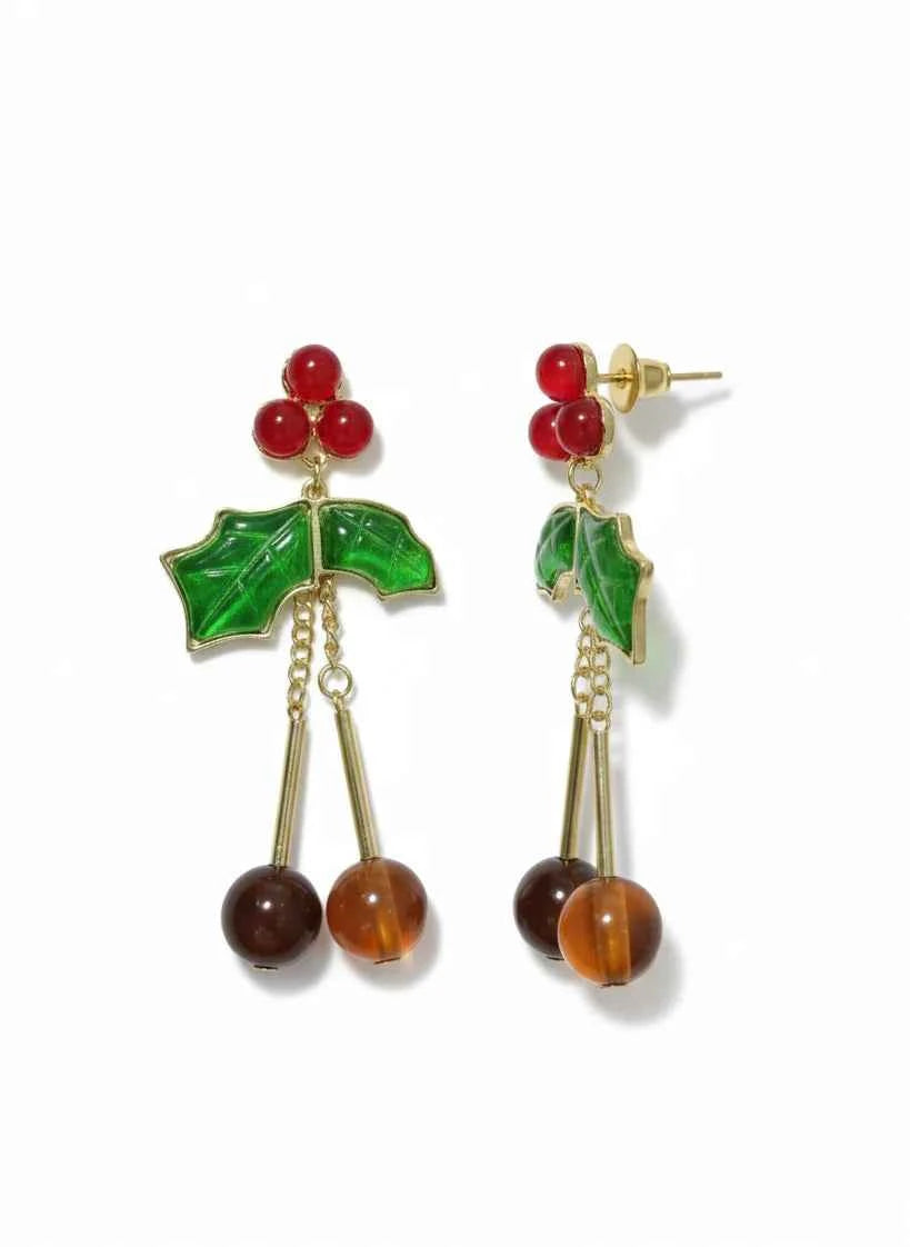 Cherry Dangle Earrings | Playful Gold-Plated Statement Piece