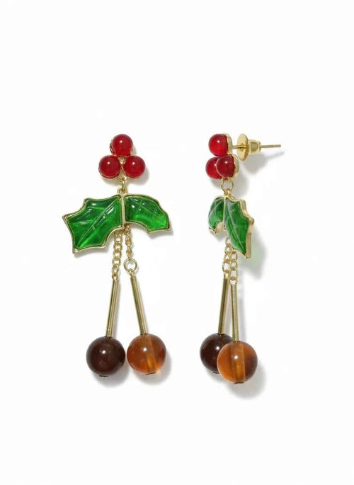 Cherry Dangle Earrings | Playful Gold-Plated Statement Piece