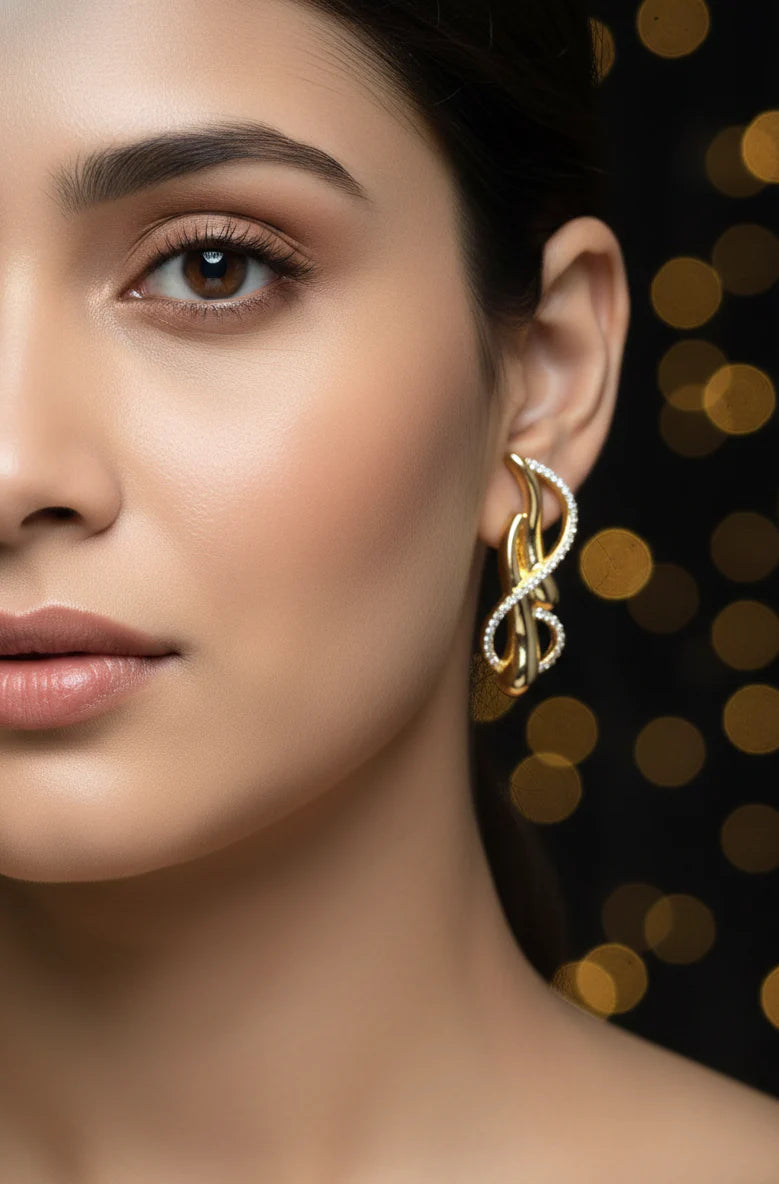 Eternal Flow Earrings | Sculpted Gold-Tone Statement Jewellery