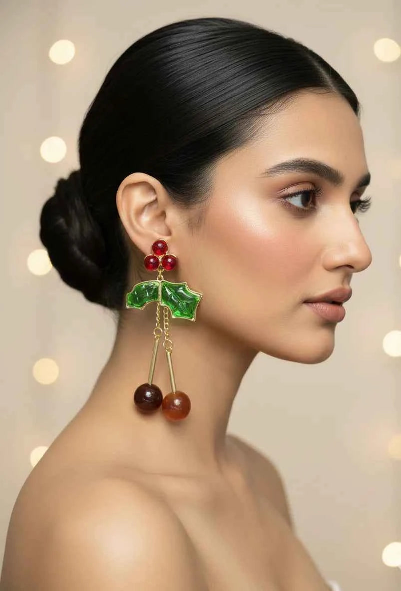 Cherry Dangle Earrings | Playful Gold-Plated Statement Piece