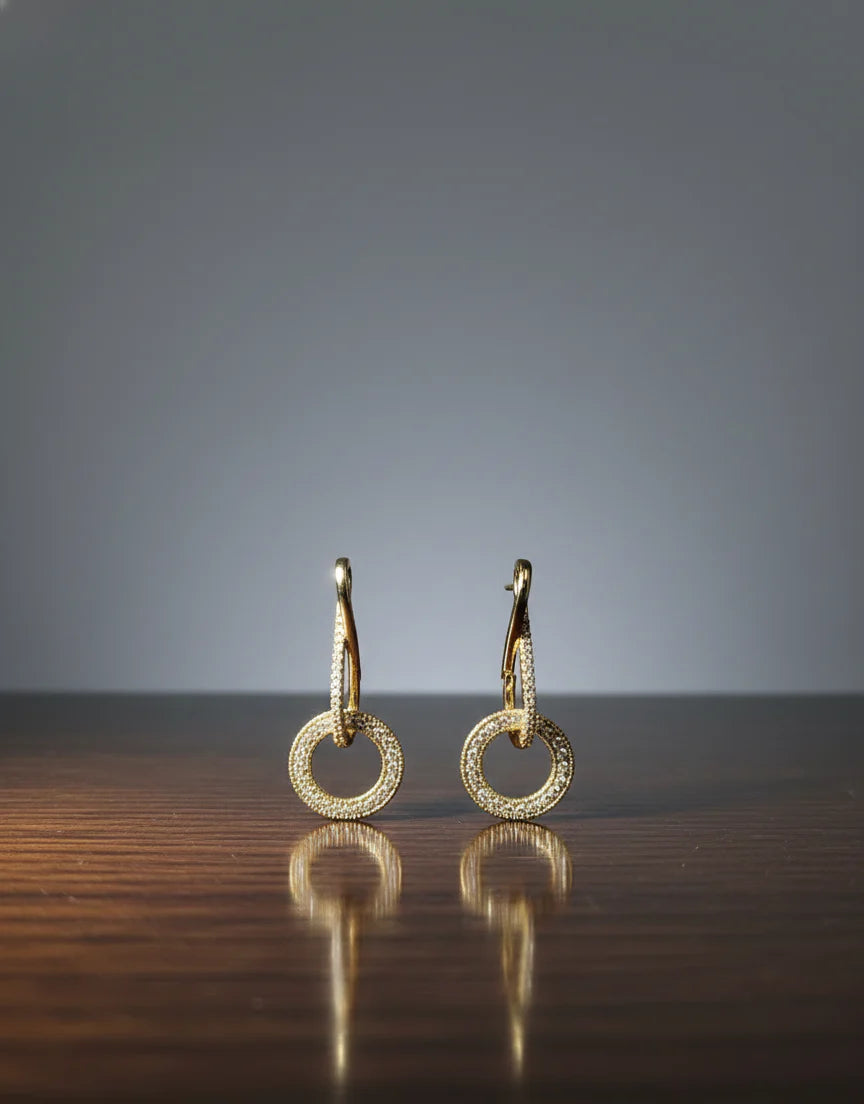 Interlinked Circle Crystal Earrings | Gold-Tone Finish