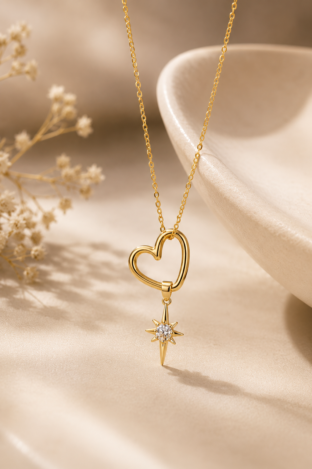 Starlit Heart Charm Necklace