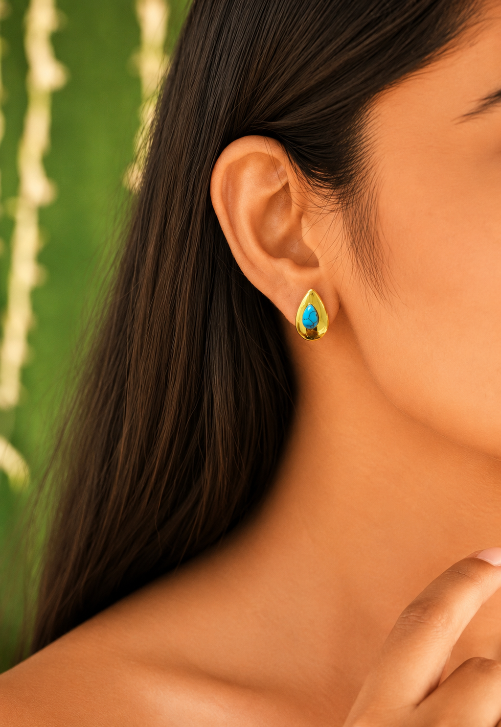 Turquoise Teardrop Stud Earrings