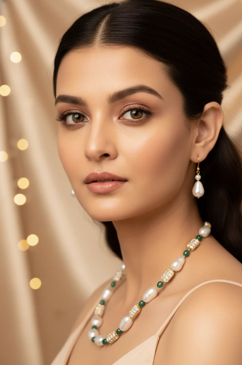 Royal Baroque Necklace Set | Luxury Gold-Plated Traditional Jewellery