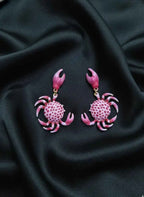 Crab Charm Earrings | Playful Pink Statement Drops