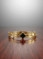 Black Clover Open Cuff Bracelet | Gold-Tone Finish