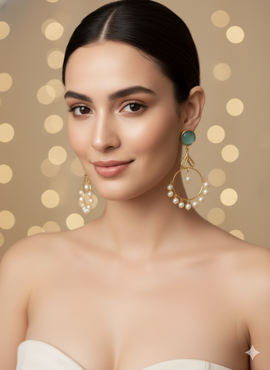 Prexela Ocean Luxe Pearl Hoop Earrings | Gold-Plated Statement Earrings for Elegant Women