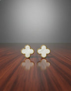 Ivory Clover Stud Earrings | Gold-Tone Finish