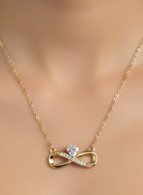 Infinity Jewellery Set | Necklace & Earrings in Gold-Tone Finish