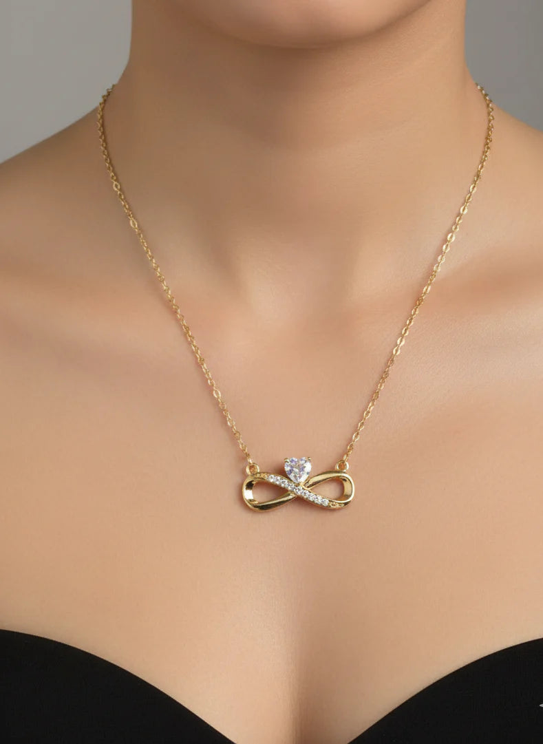 Infinity Jewellery Set | Necklace & Earrings in Gold-Tone Finish