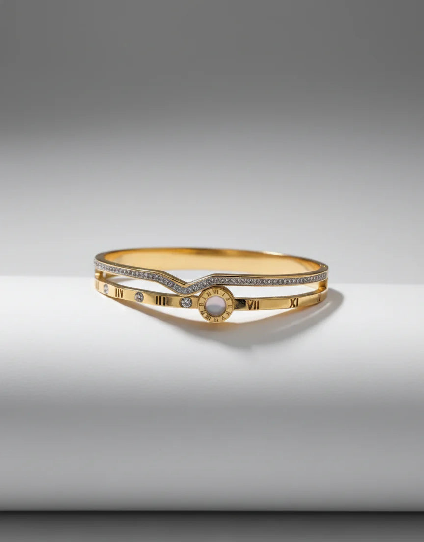 Roman Time Gold Cuff Bracelet | Where Moments Turn into Meaning