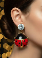 Ladybug Drop Earrings | Gold-Plated Statement Jewellery