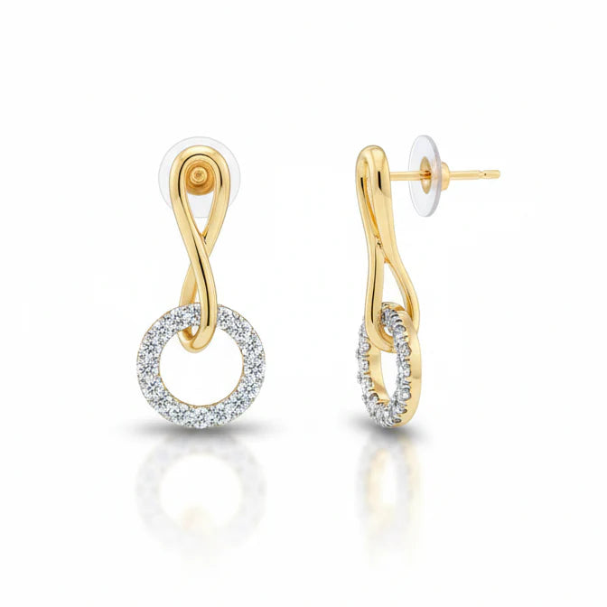Interlinked Circle Crystal Earrings | Gold-Tone Finish