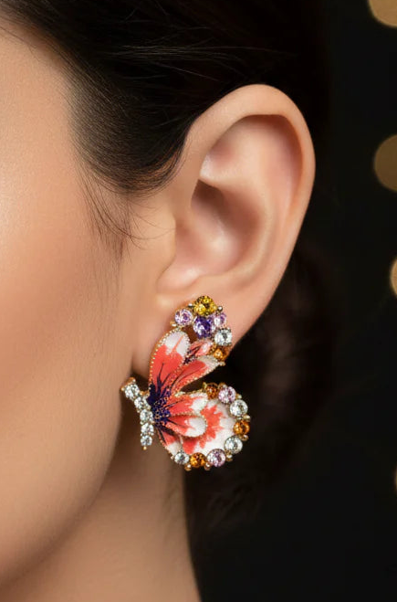 Butterfly Earrings | Gold-Tone Art-Inspired Statement Jewellery