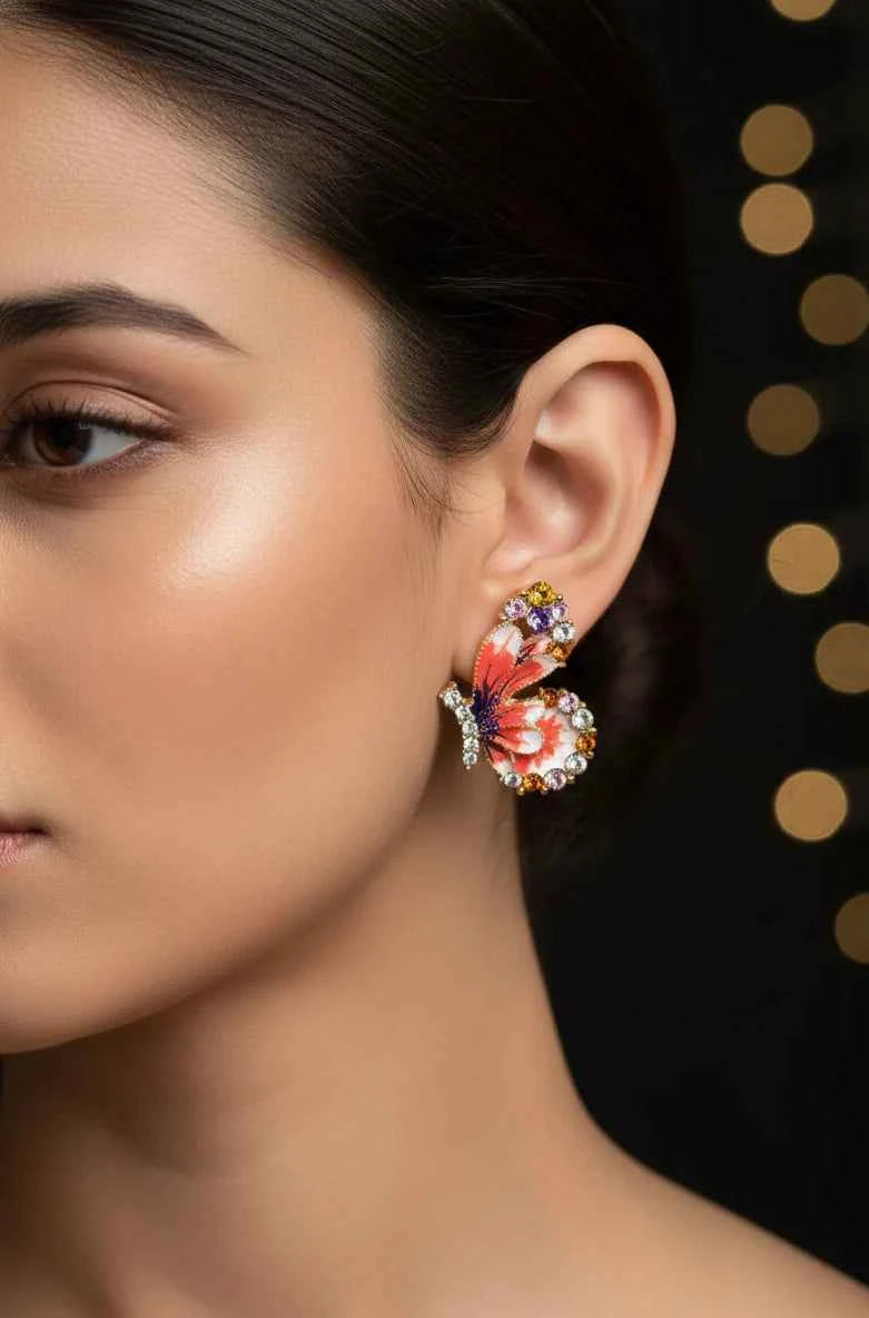 Butterfly Earrings | Gold-Tone Art-Inspired Statement Jewellery