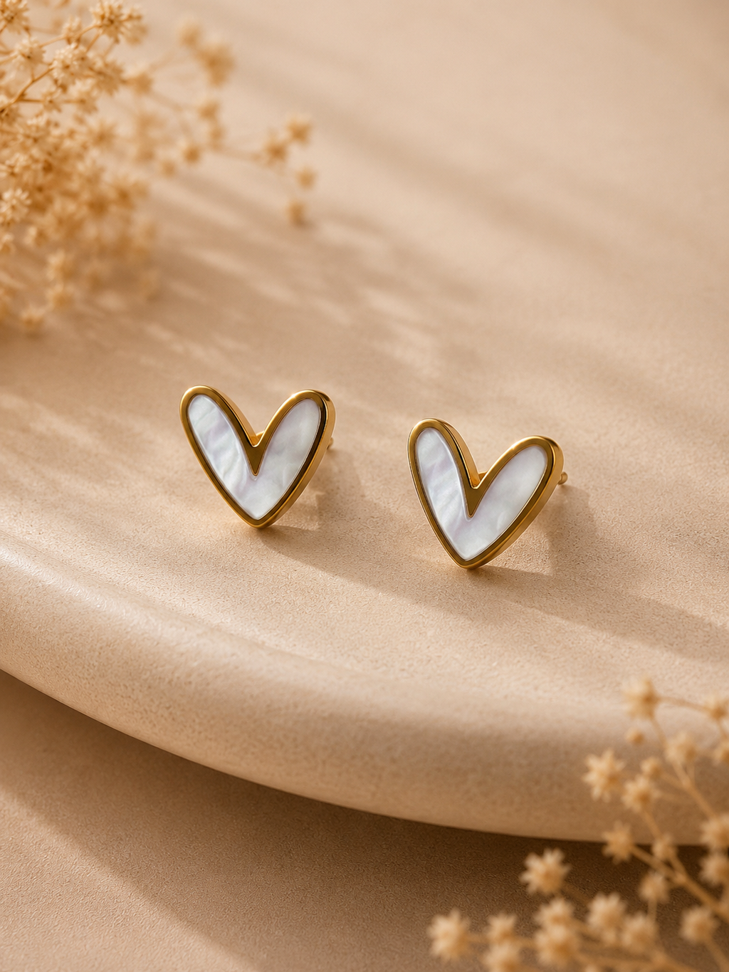Pearl Heart Stud Earrings