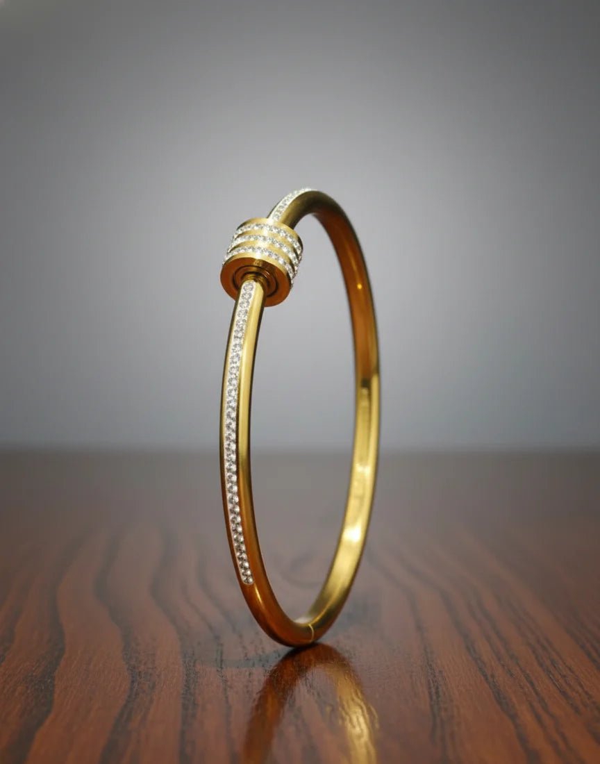 Sleek Crystal Detail Bracelet | 18k Gold-Tone Finish