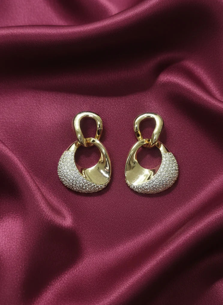 Infinite Glow Link Earrings | Gold-Tone Statement Jewellery