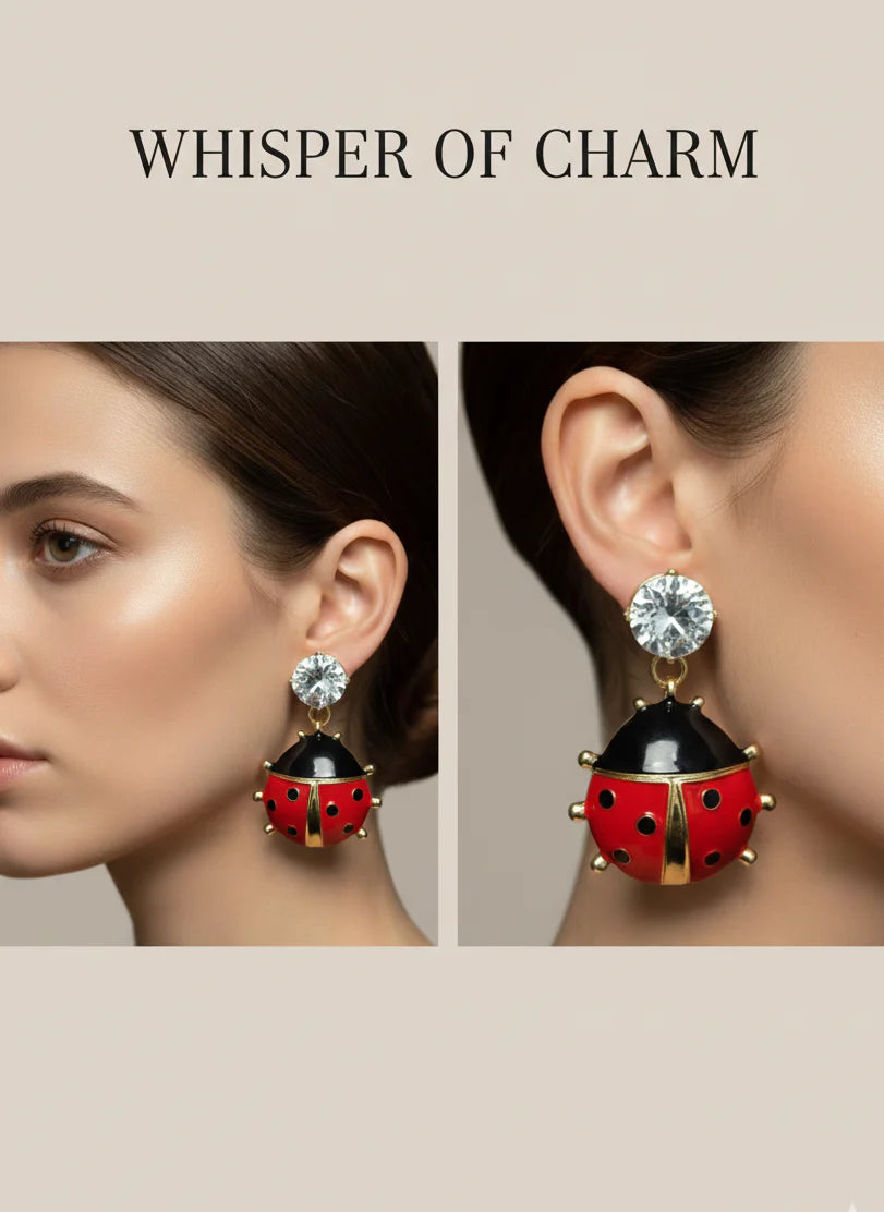Ladybug Drop Earrings | Gold-Plated Statement Jewellery