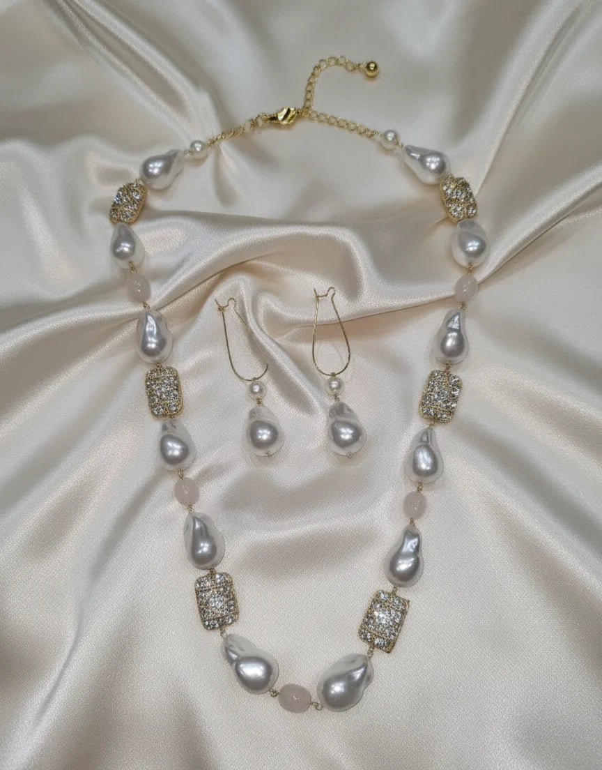 Prexela Luxe Pearl & Crystal Choker Necklace Set | Elegant Bridal & Party Wear Jewellery