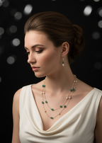 Prexela Emerald Whisper Pearl & Green Bead Layered Necklace Set | Luxury Gold-Plated Jewellery for Women